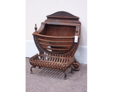 Regency style bow front fire basket, with moulded husk decoration, W58cm, H63cm Condition Report Click here for further image