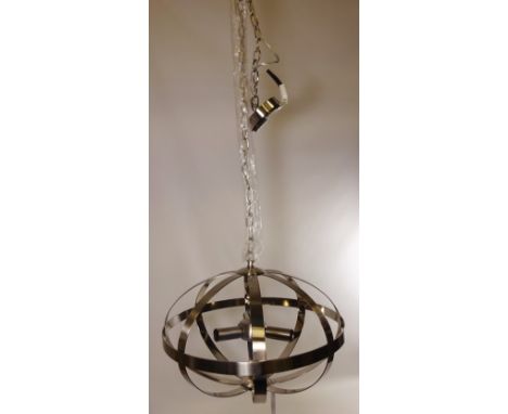 'Dar Symbol' satin chrome pendant light fitting, as new  Condition Report Click here for further images, condition, auction t
