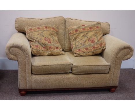 Two seat sofa upholstered in oat meal fabric, W175cm Condition Report Click here for further images, condition, auction times