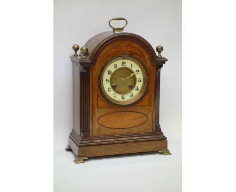 Early 20th century oak cased striking mantel clock (H40cm), and a Bentima mantel clock  CLOCKS & BAROMETERS - as we are not a