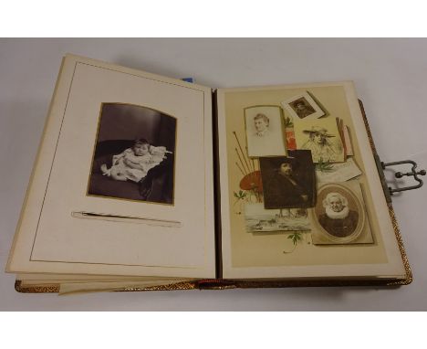 A Victorian photo album some pages decorated with Old Master studies  Condition Report Click here for further images, conditi