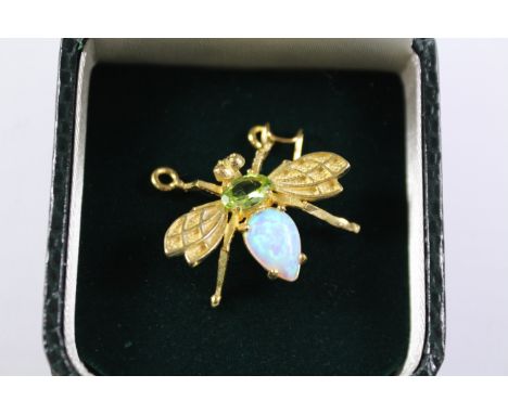 Peridot and opal set silver gilt insect pendant Condition Report Click here for further images, condition, auction times & de