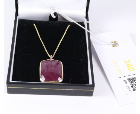 Rose cut ruby pendant in 9ct rub-over setting on hallmarked 18ct gold chain, ruby approx 16.5 carat Condition Report natural 