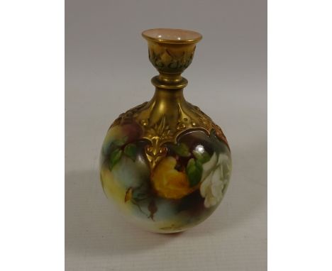 Royal Worcester hand-painted vase of globular form, no. F126, H14cm    Condition Report Click here for further images, condit