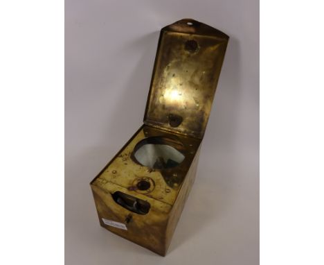 A brass pigeon racing time clock stamped 1308 in brass case with hinged cover 28cm x 14cm Condition Report Click here for fur