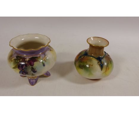 Royal Worcester hand-painted vase, no. 306 and a Royal Worcester cachepot, no. 212  Condition Report Click here for further i