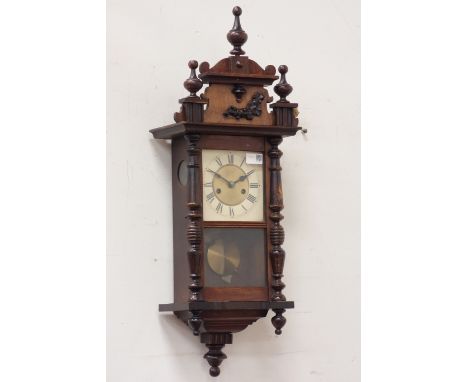 20th century walnut cased Vienna style wall clock  CLOCKS & BAROMETERS - as we are not a retailer, these items are sold as se