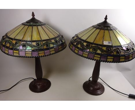 Pair of Tiffany style table lamps, H54cm   (This item is PAT tested - 5 day warranty from date of sale)  Condition Report Cli