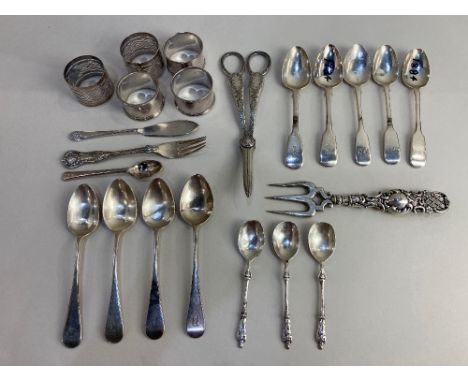 A set of four Scottish Victorian silver Old English pattern teaspoons, makers J &amp; PD, Glasgow 1848, monogrammed 'D', a pa