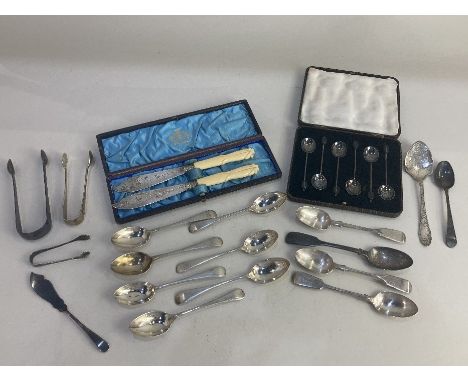 A cased set of six George V cased silver bean handled coffee spoons, makers Cooper Brothers &amp; Sons Ltd, Sheffield 1927, a