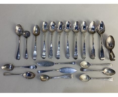 A set of six George III silver teaspoons, maker Charles Hougham, London 1783, together with other George III and later silver