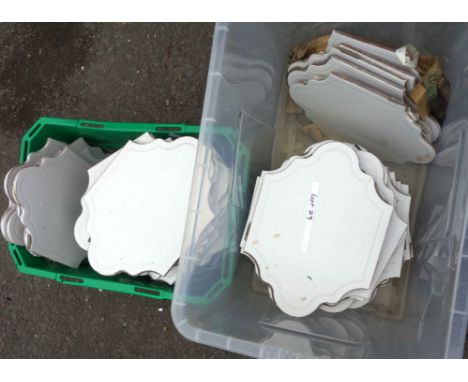 Seventy-two Gothic style white ceramic floor tiles - approximately 9sqm in total