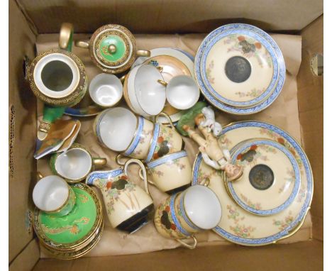 A box containing a quantity of assorted ceramic items including Japanese eggshell porcelain teaware, etc.