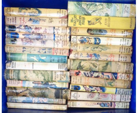 A crate containing a collection of vintage Enid Blyton Works, all 8vo. mostly with printed dust covers, various editions and 