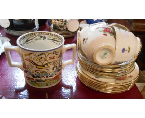 A selection of assorted ceramic items including Royal Winton Chintz basket in the Marguerite pattern, a Burleigh 'God Speed t