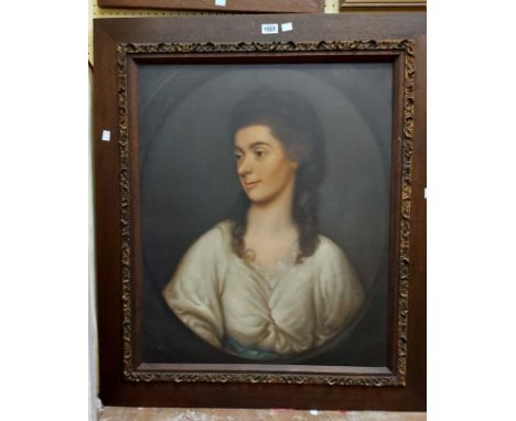 A late 19th Century oak framed oil on canvas portrait of 'Margaret Anne Rothwell', bearing handwritten paper label with detai