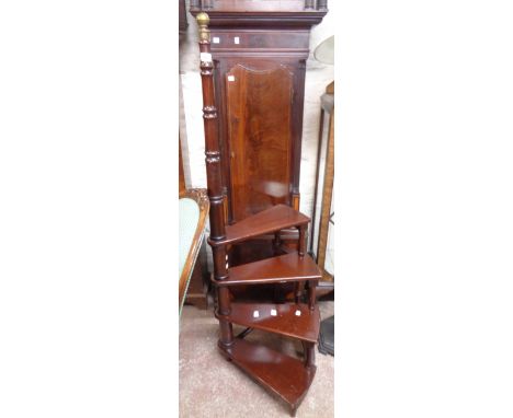 A 1.5m antique style mahogany library steps with turned pillar and brass finial