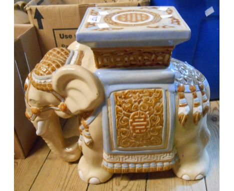 A modern small Chinese pottery garden seat of elephant form