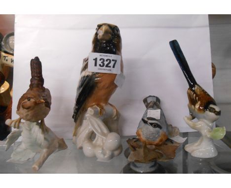 A W. Goebel model of a Hawfinch - sold with another matt glaze similar and two other German examples