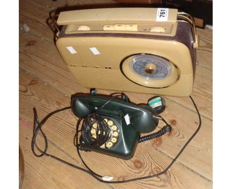 A Bush portable radio - sold with a vintage push-button telephone