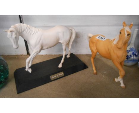 A Beswick horse figurine 'Spirit of Youth' with white matt glaze finish set on wooden plinth - sold with a similar matt glaze