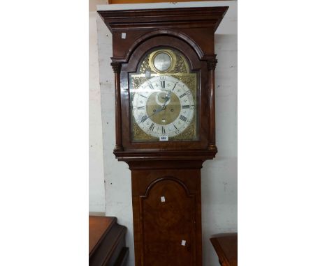 A 19th Century figured walnut longcase clock, the 30cm brass and silvered arched dial marked for John Cobb, London, with eigh