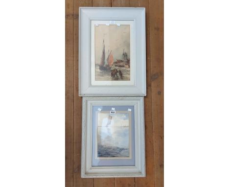 John B. Thorne: a framed maritime watercolour with sailing vessel - signed - sold with a maritime print, depicting Dutch fish