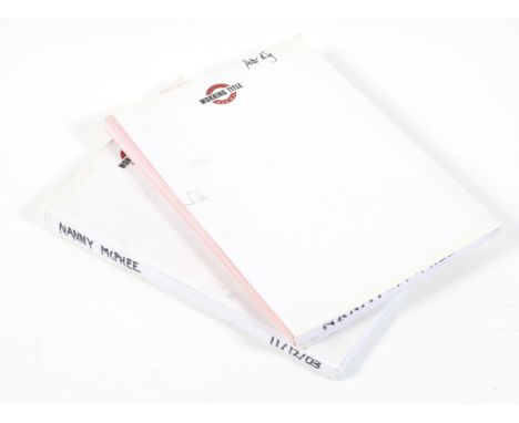Two Nanny Mcphee scripts. The first: 6th draft, 11th December 2003. The second: Pink revisions - 29th March 2004, blue revisi