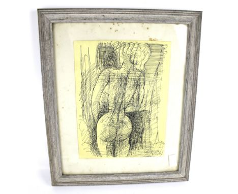 A 20th century Marcel Gromaire (1892-1971) ink sketch. Depicting a nude female, signed and dated '1961', 23cm x 17.5cm, frame