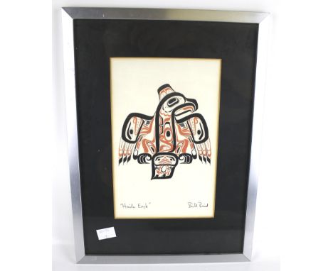 A Bill Reid (1920-1998) print. 'Haida Eagle', 22cm x 14cm, framed and glazed