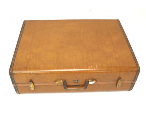 A vintage Samsonite tan leather suitcase. No. 4636, L67cm