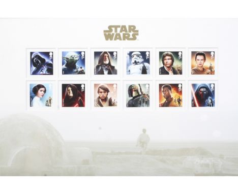 Star Wars - GB Royal Mail Character Stamps set. A set of twelve assorted 1st class stamps. Framed and glazed. EAN 50147211412