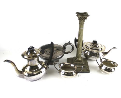 A collection of silver-plate to including a Viners of Sheffield oblong four piece tea and coffee service. The tea and coffee 