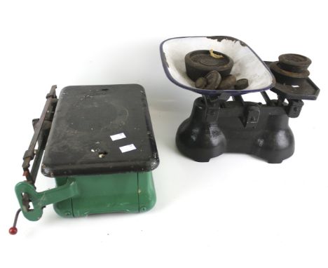 Two sets of vintage scales. Comprising a set of Seca scales and a set with weights