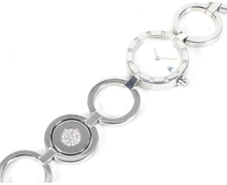 Calvin Klein, a lady's stainless steel and diamond bracelet watch, circa 2004. ref. K21233  00, signed mother of pearl dial w