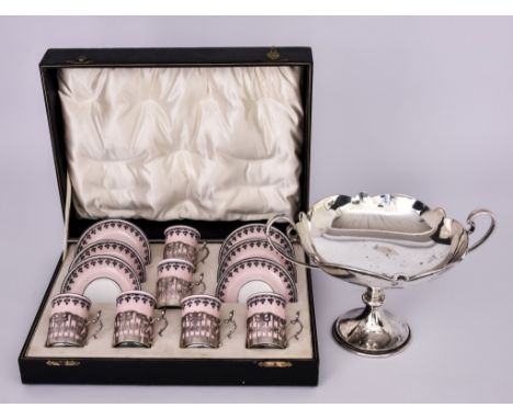 An Early 20th Century Silver Circular Two-Handled Pedestal Bowl, hallmarks rubbed London assay and retailed by Terry & Co. of