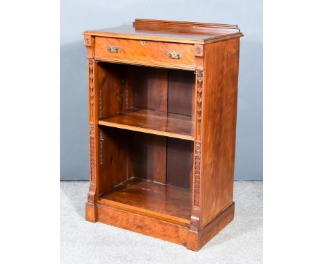 A Late Victorian Mahogany Dwarf Bookcase, with moulded edge to top, fitted one frieze drawer, with open shelf under, flanked 