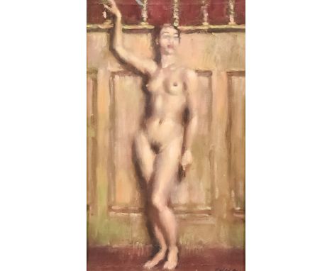***Colin Colahan (1897-1987) - Oil painting - "Monique" - Full-length nude portrait, signed, canvas, 13ins x 8ins, in gilt mo