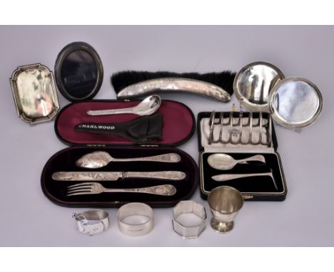 A Victorian Silver Christening Set and Mixed Silverware, the christening set by Martin Hall &amp; Co, London 1881, comprising