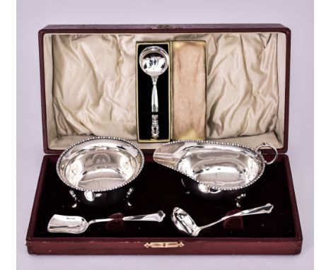 A George V Silver Sauce Boat and Matching Sugar Bowl and Mixed Silver, the sauceboat and sugar bowl by Horace Woodward &amp; 