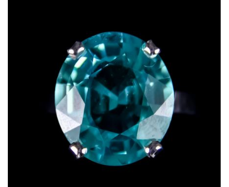 An 18ct White Gold Faceted Tourmaline Ring, set with a faceted paraiba tourmaline, approximately 12ct, size T+, gross weight 