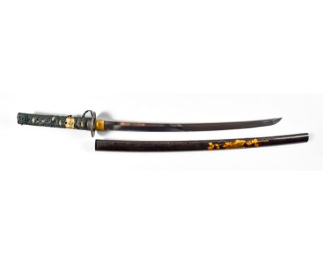 A Japanese Katana Sword, attributed to Koshiyuki (1780-1880), 22ins bright steel blade with visible hamon, iron tsuba decorat