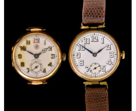 Two&nbsp;Early 20th Century&nbsp;Gentleman's&nbsp;9ct Gold&nbsp;Cased&nbsp;Manual Wind Wristwatches, total gross weight 57.5g