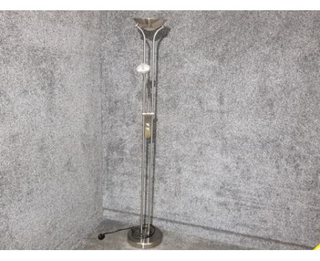 Father and child 2 arm satin chrome LED floor lamp