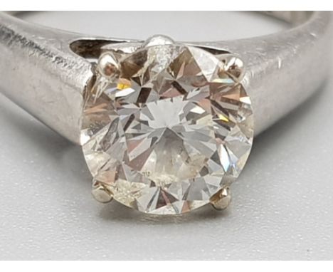 2ct diamond solitaire platinum ring. Size N 7g (ring been cut)