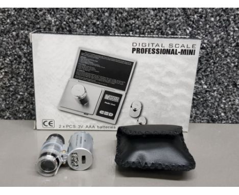 Digital professional mini scales together with pocket size 60x led microscope