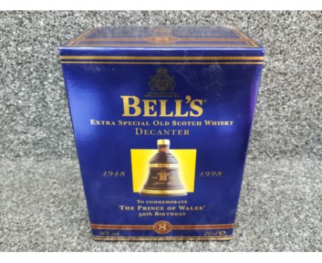 Bell's Extra Special old scotch whisky Prince of Wales 50th birthday commemorative decanter, 70cl still sealed, with original