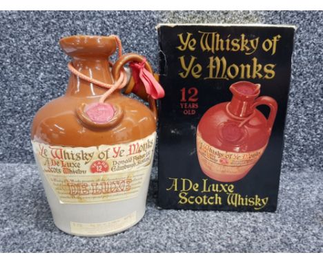 A De Luxe Scotch Whisky Ye Whisky of Ye Monks 12 year old, .75l, still sealed in original box.