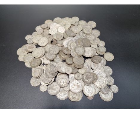 Coins: a quantity of George V and George VI .500 silver coinage, 2474g 