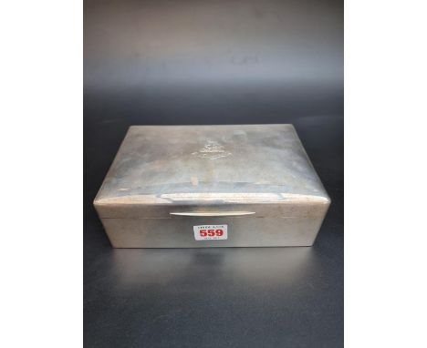 A silver cigar box, London 1910,&nbsp;engraved crest, 20cm long. 